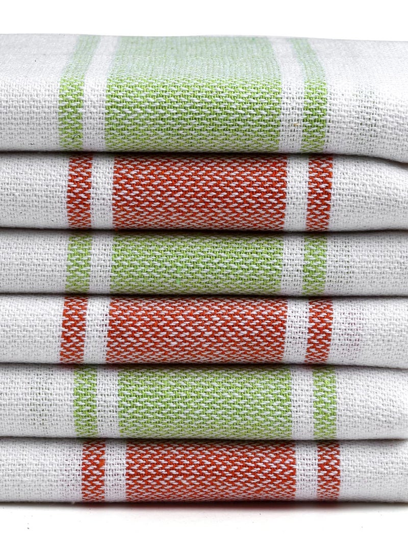 Arrabi Multi Stripes Handwoven Cotton Hand Towel (Set of 6) | ARHT-1014-1016-x6 - Image 2