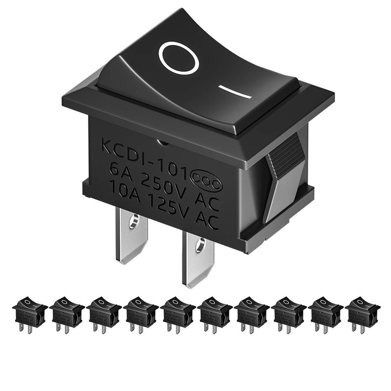 RuoFeng 10 Pcs AC 6A/250V 10A/125V 2 Solder Lug SPST On/Off Mini Boat Rocker Switch Car Auto Boat Round Rocker 2Pin Toggle SPST Switch Snap - Image 1