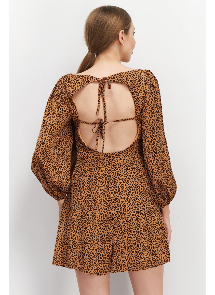 Missguided Women Leopard Mini Casual Dress, Brown  - Image 2