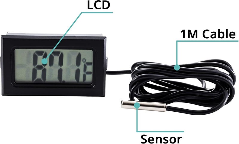 hiBCTR 5 Pieces of Digital LCD Thermometers, Temperature Digital LCD Refrigerator Thermometers, Water Temperature, with Probes, in Fahrenheit. - Image 3