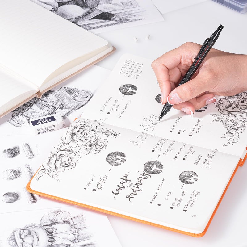 Nicpro مجموعة أقلام رصاص ميكانيكية معدنية سوداء من نيكبرو 35 قطعة في علبة، قلم رسم 0.5، 0.7، 0.9 مم و 3 قطع حامل رصاص 2 مم للرسم والتخطيط مع 20 أنبوب إعادة تعبئة رصاص (6B 4B 2B HB 2H 4H ألوان) - Image 5