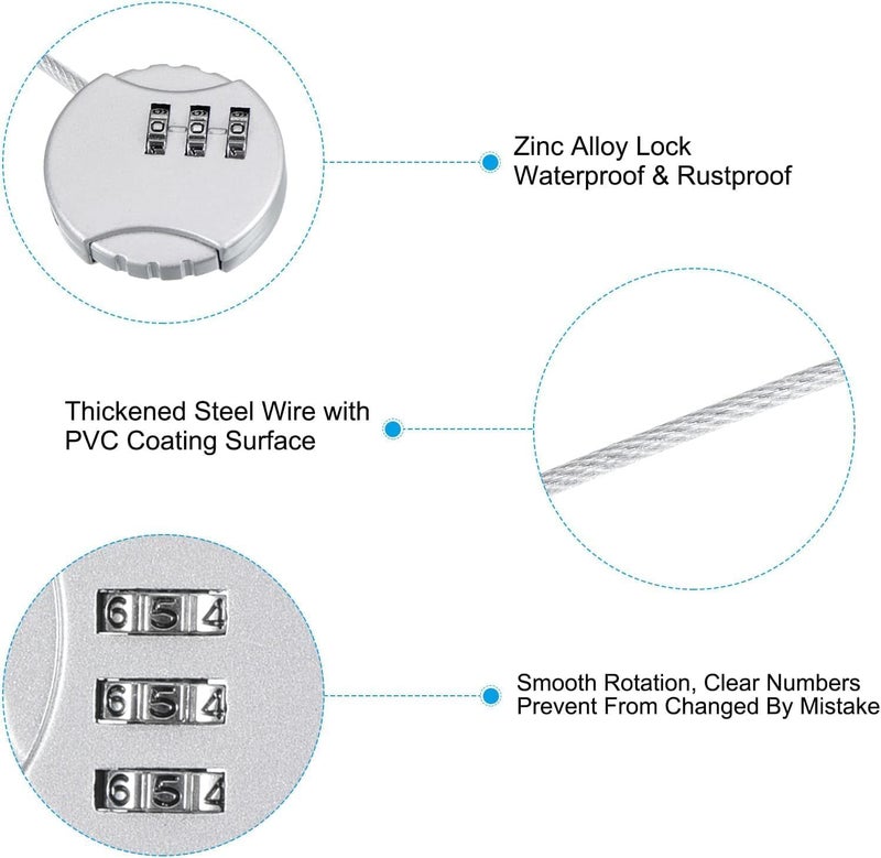 FEBLICH 3 Digit Travel Luggage Combination Lock, Gym Padlock Mini Combination Waterproof Resettable Bag Luggage Gate Padlock Outdoor for School Locker Backpack Travel Toolbox Storage (Combo) - Image 4