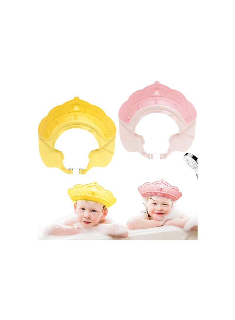 SYOSI Baby Shower Cap, Adjustable Baby Hair Washing Shield Toddler Shower Cap for Kids, Silicone Hair Washing Hat for Washing Hair, Toddler Bath Visor Guard Shampoo Hat for Eyes, Ears Head Protection(2Pcs)  - Image 1