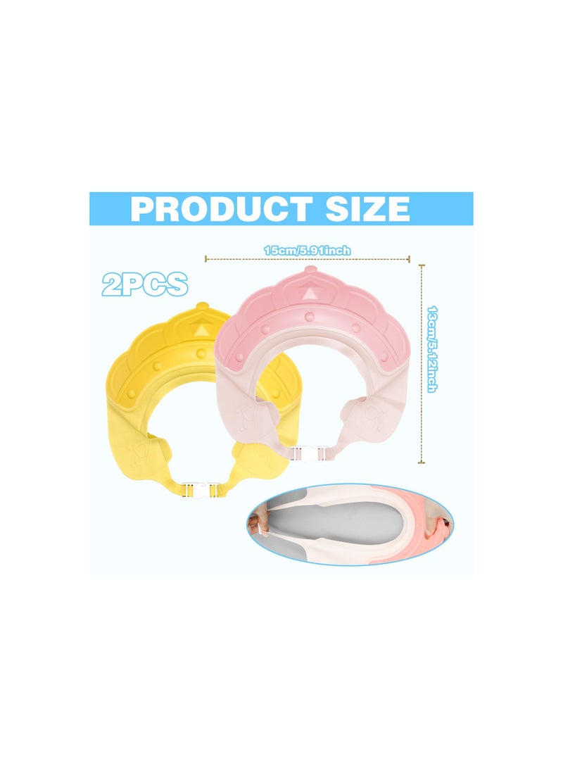 SYOSI Baby Shower Cap, Adjustable Baby Hair Washing Shield Toddler Shower Cap for Kids, Silicone Hair Washing Hat for Washing Hair, Toddler Bath Visor Guard Shampoo Hat for Eyes, Ears Head Protection(2Pcs)  - Image 2