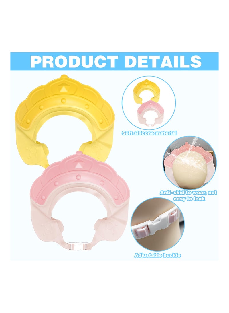 SYOSI Baby Shower Cap, Adjustable Baby Hair Washing Shield Toddler Shower Cap for Kids, Silicone Hair Washing Hat for Washing Hair, Toddler Bath Visor Guard Shampoo Hat for Eyes, Ears Head Protection(2Pcs)  - Image 3