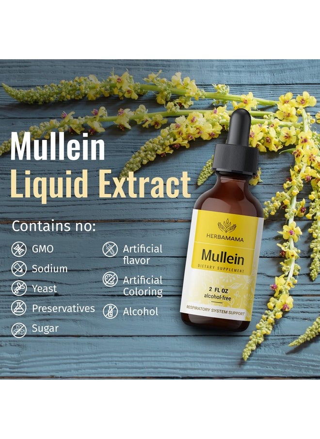 HERBAMAMA - Mullein Leaf Tincture Lung Cleanse Vegan Lung Detox Respiratory Health And Immune Support Drops Natural Supplement Liquid Extract 2 Fl.Oz. - Image 1