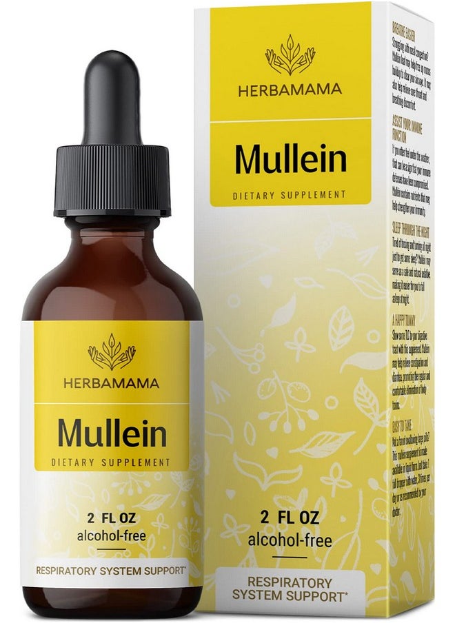 HERBAMAMA - Mullein Leaf Tincture Lung Cleanse Vegan Lung Detox Respiratory Health And Immune Support Drops Natural Supplement Liquid Extract 2 Fl.Oz. - Image 1