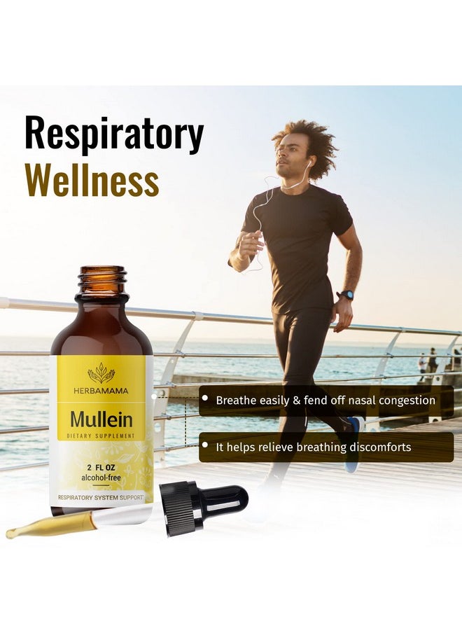 HERBAMAMA - Mullein Leaf Tincture Lung Cleanse Vegan Lung Detox Respiratory Health And Immune Support Drops Natural Supplement Liquid Extract 2 Fl.Oz. - Image 1