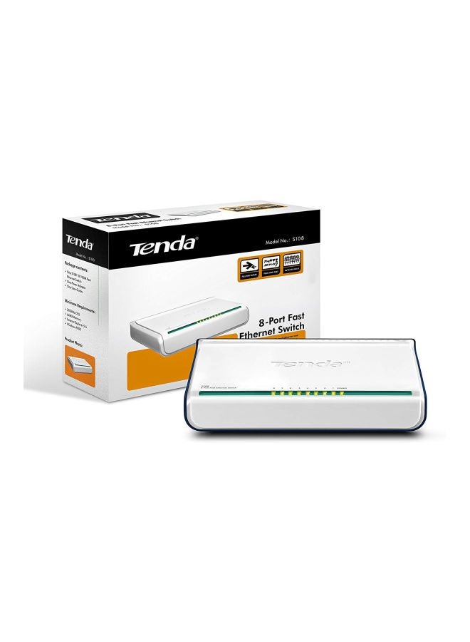 Tenda S108 8 Port Fast Ethernet Switch White/Blue - Image 5