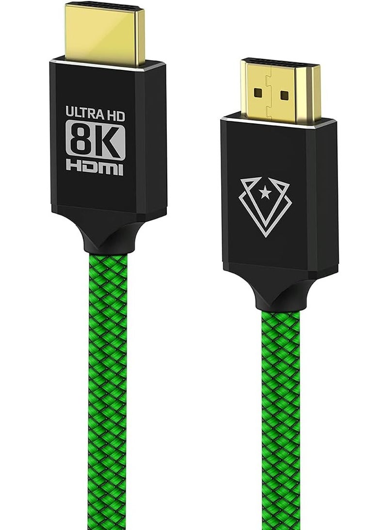 Vertux [1.5 Meters] 8K HDMI Cable | Ultra HD 48 Gbps High-Speed HDMI Cable [2 Years-Warranty] with High Resolution 8K60Hz Nylon Braided Cable | HDMI eARC Cable with] - Green - Image 1