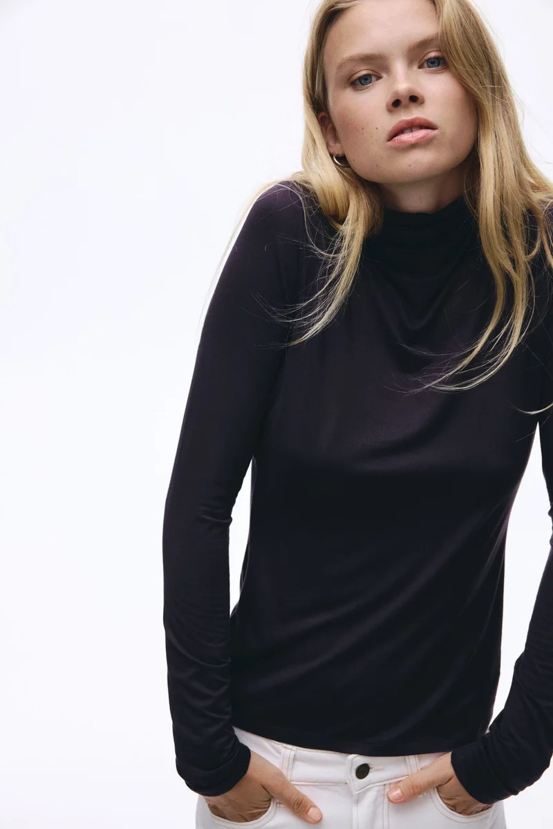 H&M Viscose polo-neck top
