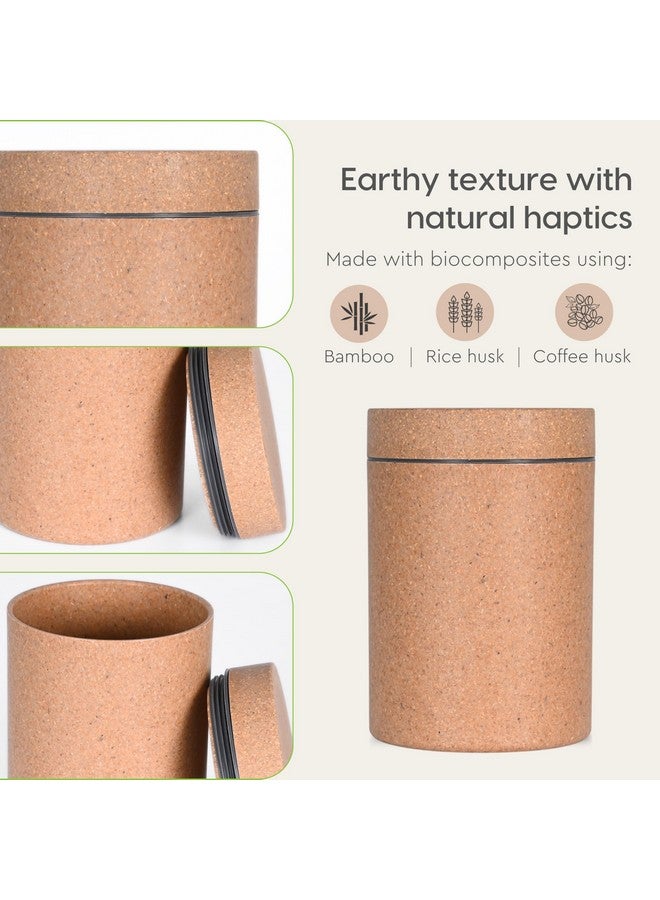 Eha Earth Friendly Canister with Air Tight Lid | Food Storage Container Jars Set of 3 | Microwave Safe | Made with Rice Husk and Bamboo Fibers | 700ml | Tortilla - Image 5