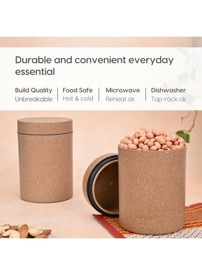 Eha Earth Friendly Canister with Air Tight Lid | Food Storage Container Jars Set of 3 | Microwave Safe | Made with Rice Husk and Bamboo Fibers | 700ml | Tortilla - Image 4