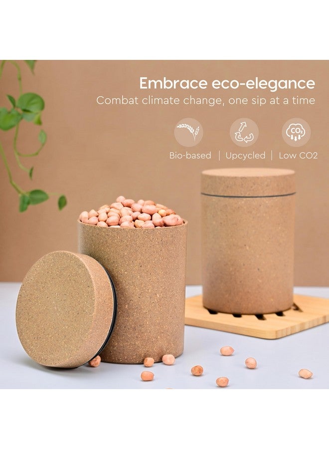 Eha Earth Friendly Canister with Air Tight Lid | Food Storage Container Jars Set of 3 | Microwave Safe | Made with Rice Husk and Bamboo Fibers | 700ml | Tortilla - Image 3