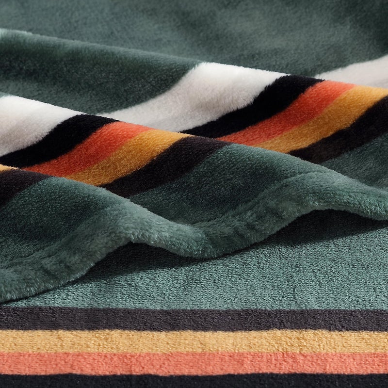 Wrangler - Twin Size Blanket, Super Soft & Reversible Plush Fleece Bedding, Throw Blanket for Couch or Bed (Western Saddle Stripe Green) - Image 3