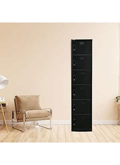 RIGID Steel Curved 6 doors Locker Black 180x38x46.5cm  - Image 1