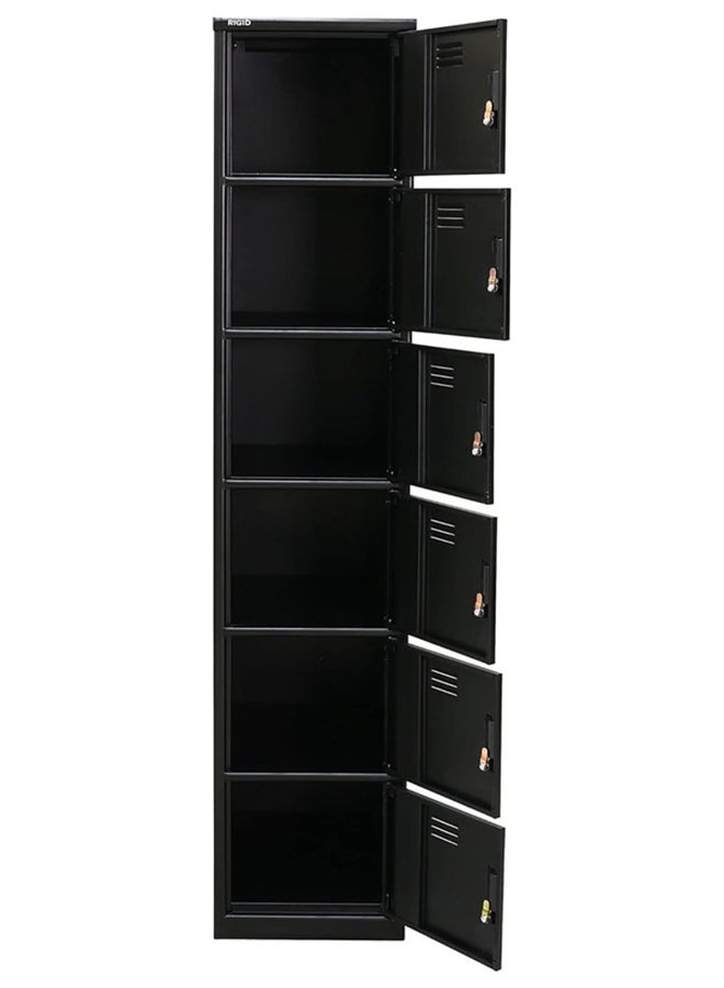 RIGID خزانة فولاذية منحنية 6 أبواب باللون الأسود 180x38x46.5 سم - Image 4