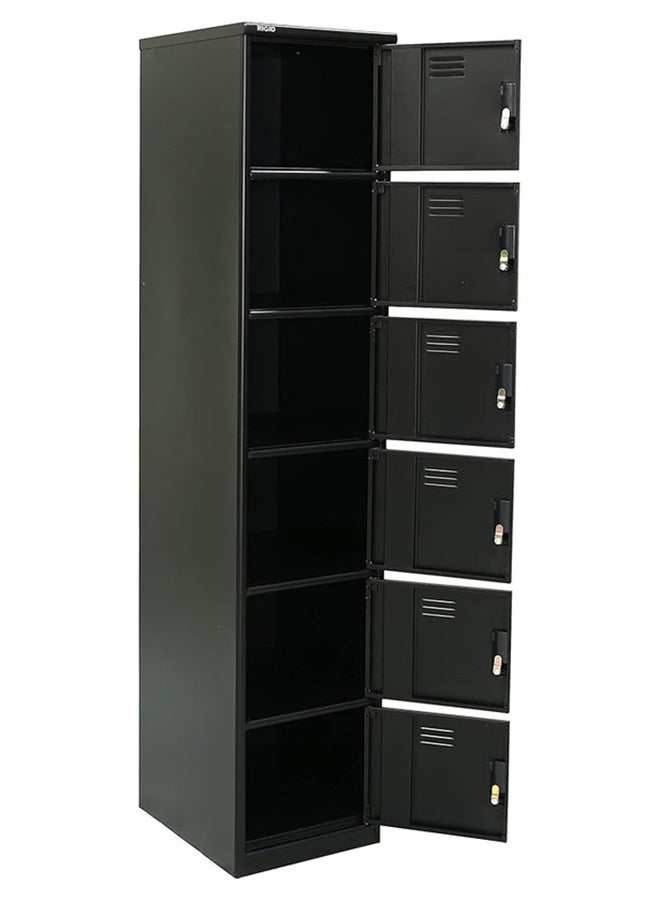 RIGID خزانة فولاذية منحنية 6 أبواب باللون الأسود 180x38x46.5 سم - Image 2