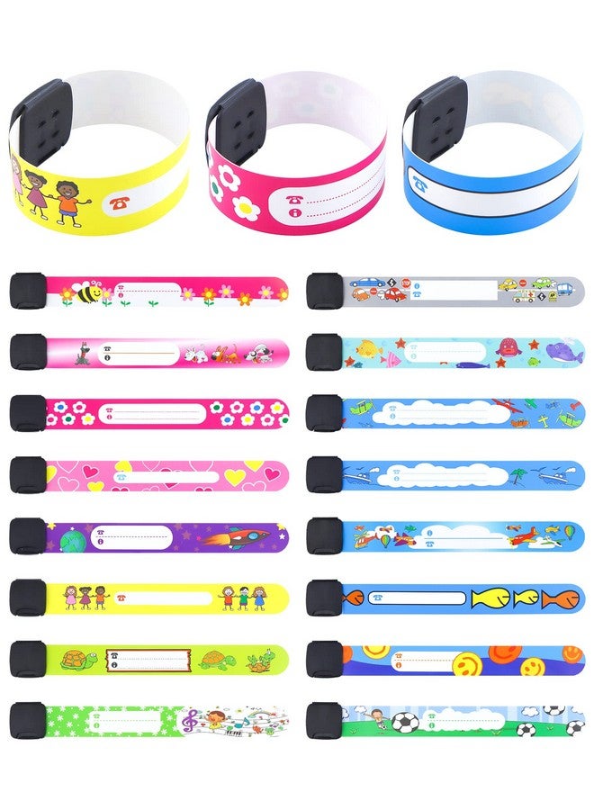 YETOOME 16 Pieces Children Safety Id Wristband, Reusable Identification Bracelets Adjustable Waterproof Id Bands For Boys And Girls (16 Styles) - Image 1