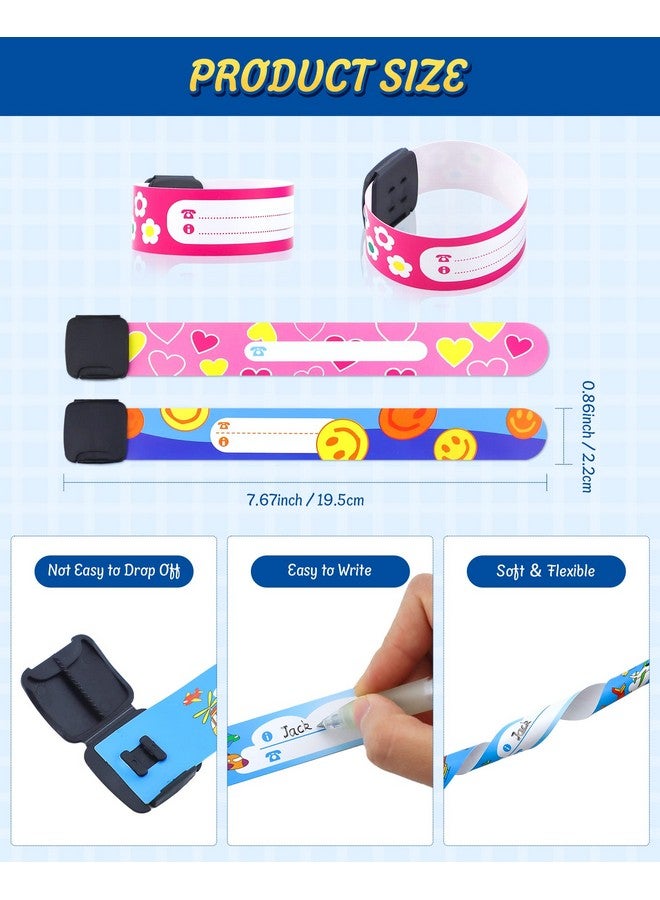 YETOOME 16 Pieces Children Safety Id Wristband, Reusable Identification Bracelets Adjustable Waterproof Id Bands For Boys And Girls (16 Styles) - Image 2