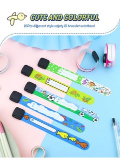 YETOOME 16 Pieces Children Safety Id Wristband, Reusable Identification Bracelets Adjustable Waterproof Id Bands For Boys And Girls (16 Styles)  - Image 5
