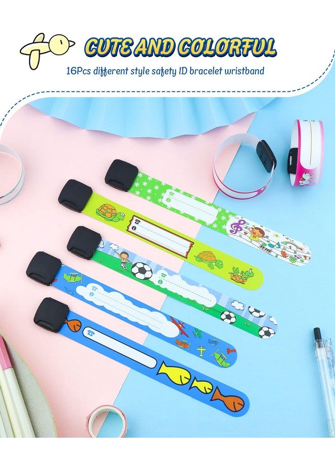 YETOOME 16 Pieces Children Safety Id Wristband, Reusable Identification Bracelets Adjustable Waterproof Id Bands For Boys And Girls (16 Styles) - Image 5