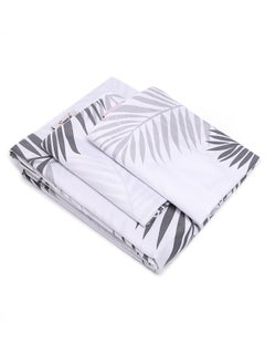سنوز طقم ملاية سرير باستيك 3قطع، 180*200سم + 2 كيس مخدة إضافي، تصميم جراي تروبيكال  - Image 5