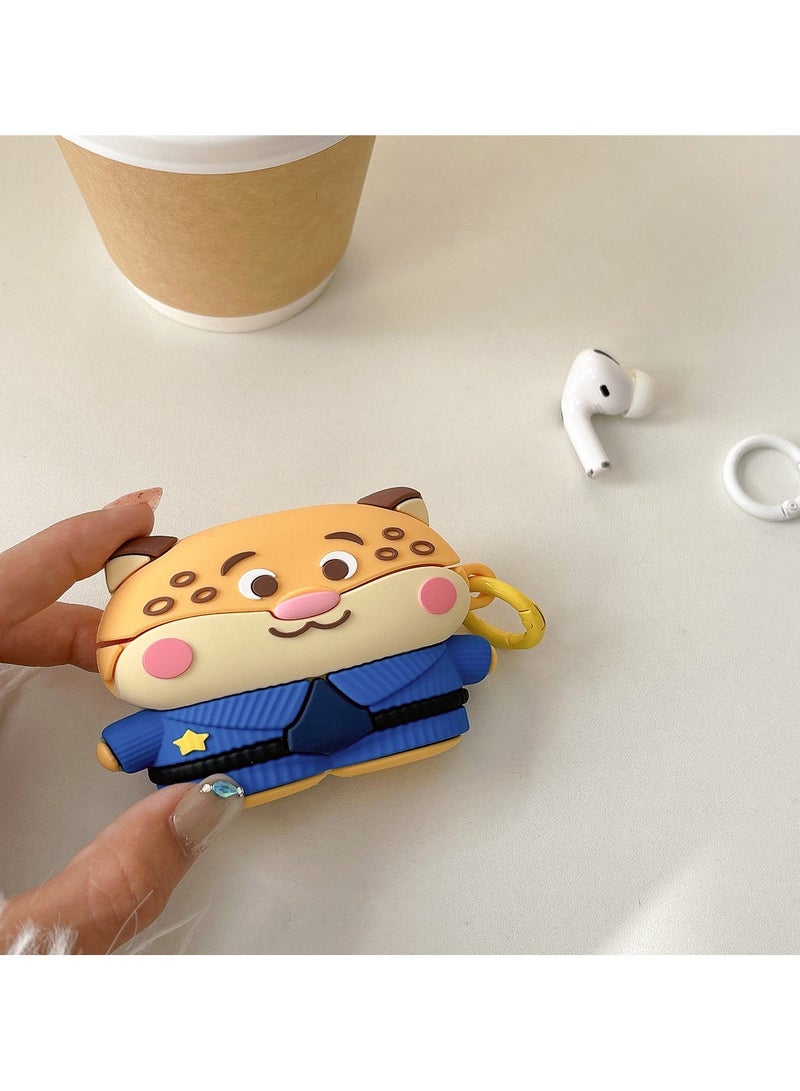 حافظة سماعات أذن AirPods 3 من السيليكون بتصميم كرتوني ثلاثي الأبعاد مع حلقة تثبيت - ضابط النمر - Image 3