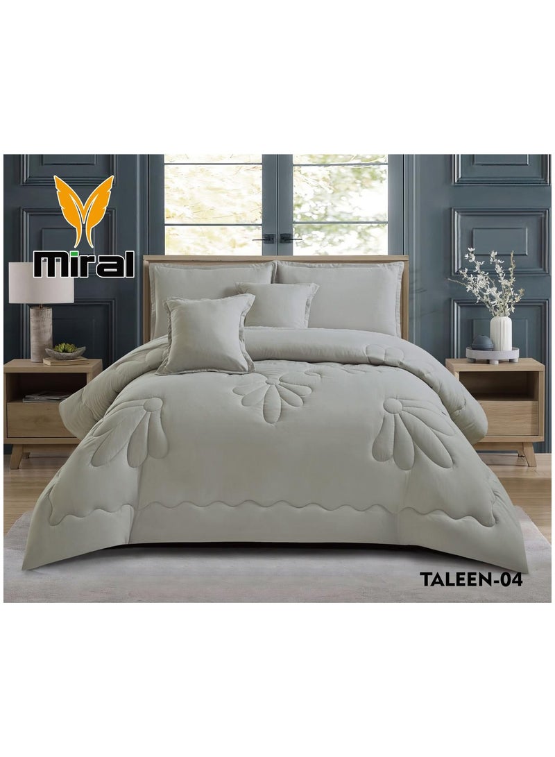Miral Single Bedspread Set – 4 Pieces (Comforter 160x210 cm + Fitted Sheet 120x200 cm + Pillowcase 70x45 cm + Decorative Pillowcase 45x45 cm) – Elegant and Comfortable Design