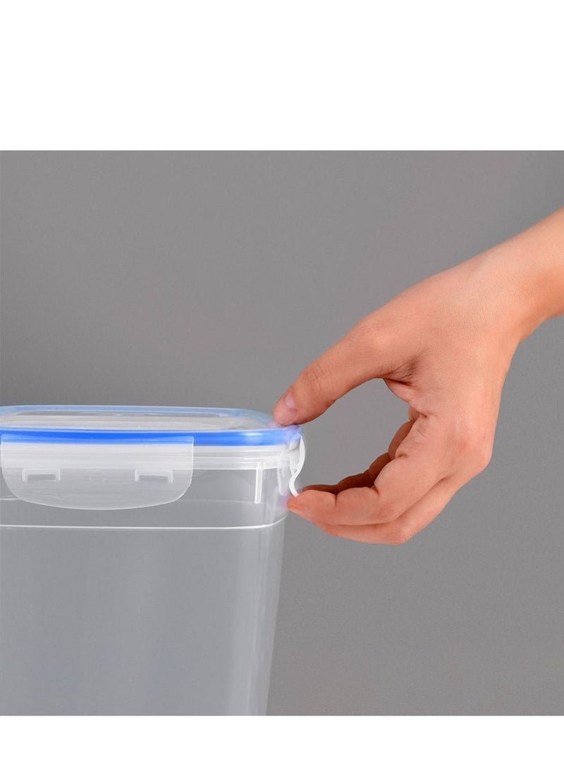 Dunya Plastik Seal rectangular storage container 3 piece set made of BPA free plastic airtight clip lid dishwasher & freezer safe easy store fruit & vegetables 1000-1800-3000 23L,17W,13H transparent - Image 2