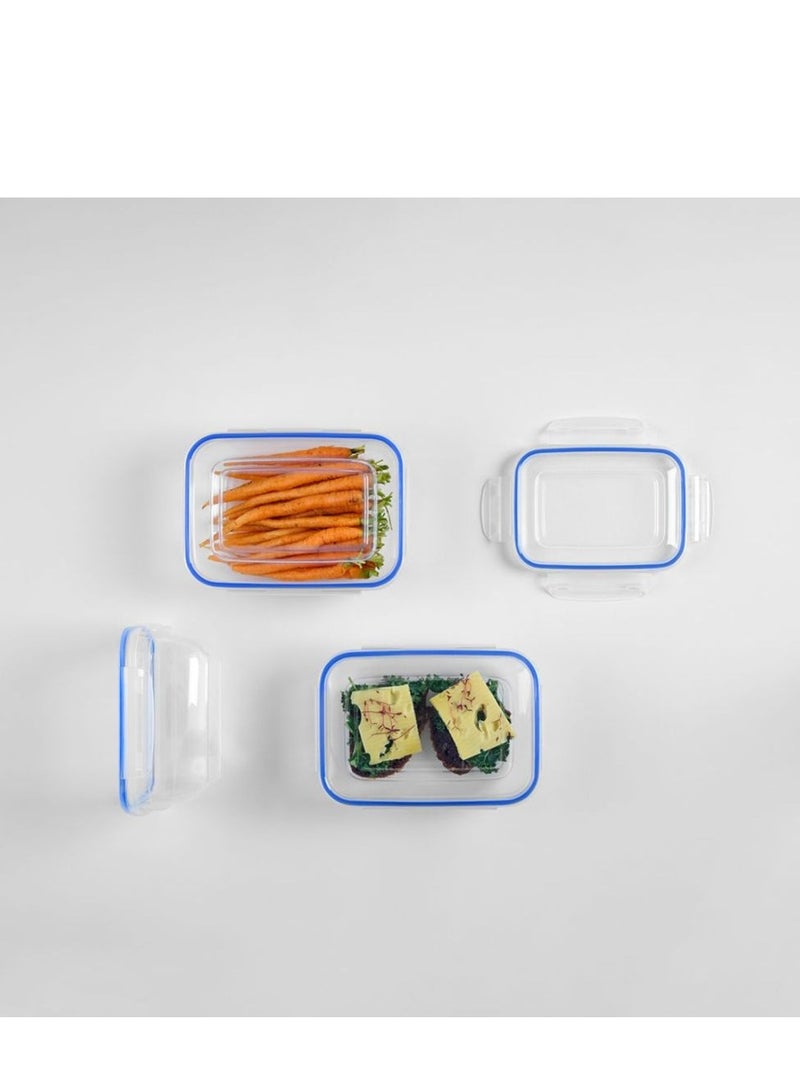 Dunya Plastik Seal rectangular storage container 3 piece set made of BPA free plastic airtight clip lid dishwasher & freezer safe easy store fruit & vegetables 1000-1800-3000 23L,17W,13H transparent - Image 5