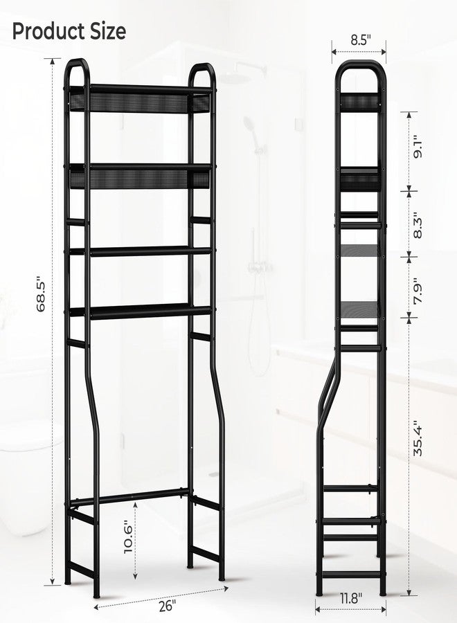 STORAGEIDEAS 4-Tier Over The Toilet Storage Shelf and Rack | Above Toilet Organizer with Metal Frame & Vinyl Mesh, Space-Saving Unit for Bathroom and Laundry Room, Black - Image 3