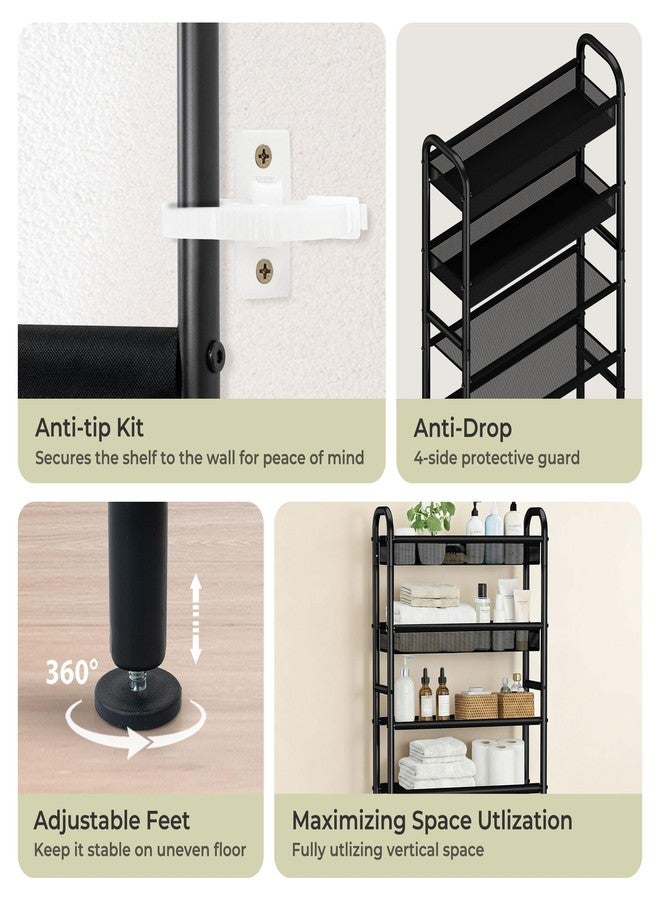 STORAGEIDEAS 4-Tier Over The Toilet Storage Shelf and Rack | Above Toilet Organizer with Metal Frame & Vinyl Mesh, Space-Saving Unit for Bathroom and Laundry Room, Black - Image 5