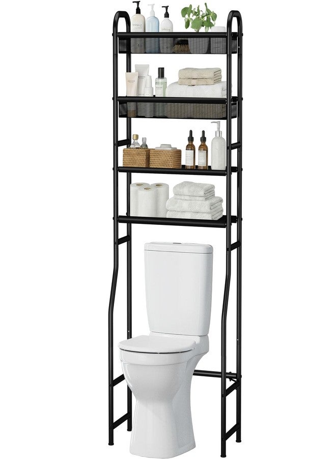 STORAGEIDEAS 4-Tier Over The Toilet Storage Shelf and Rack | Above Toilet Organizer with Metal Frame & Vinyl Mesh, Space-Saving Unit for Bathroom and Laundry Room, Black - Image 1