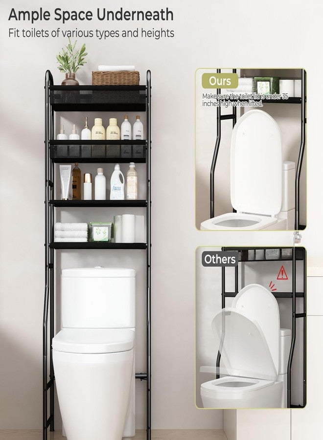 STORAGEIDEAS 4-Tier Over The Toilet Storage Shelf and Rack | Above Toilet Organizer with Metal Frame & Vinyl Mesh, Space-Saving Unit for Bathroom and Laundry Room, Black - Image 4