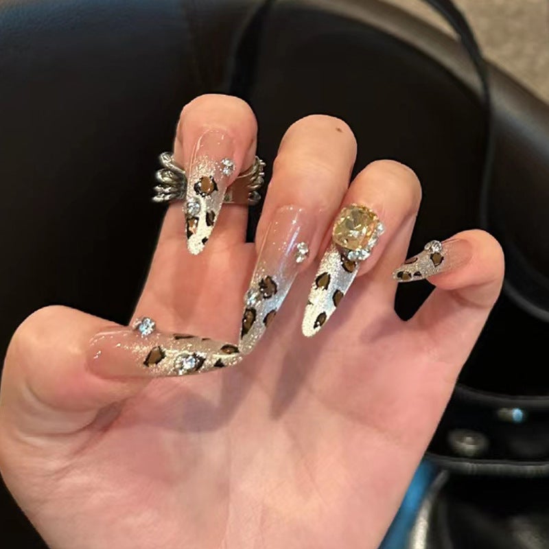 Generic Handcrafted Leopard Rhinestone Nail Patches - 30pcs By1758 snow moon pattern 