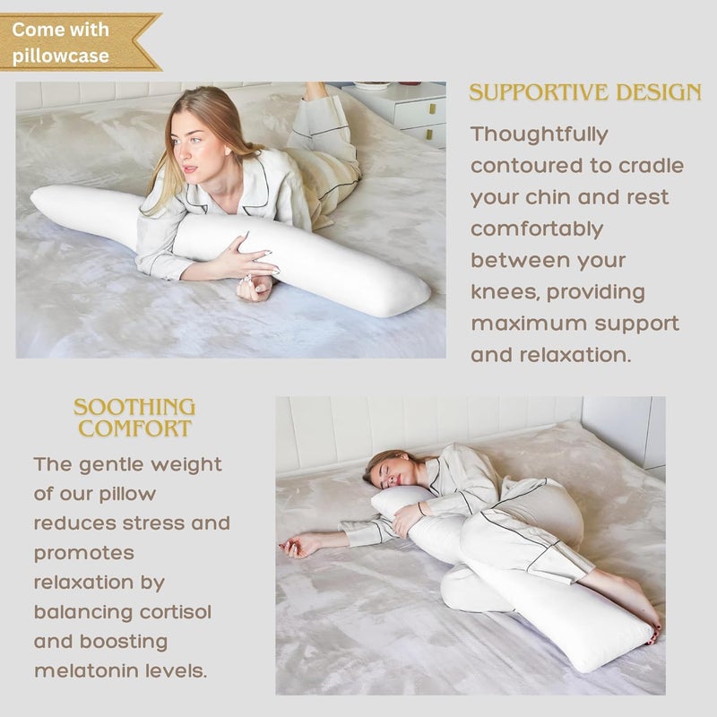 Pillowable Body Pillow for Side Sleeper, 9x48 Inches Full Body Pillow with Cover, Made with Soft Material and Filled with Polyester for Adults, Adjustable Inner Core, (Pillow with White Cover) - Image 5