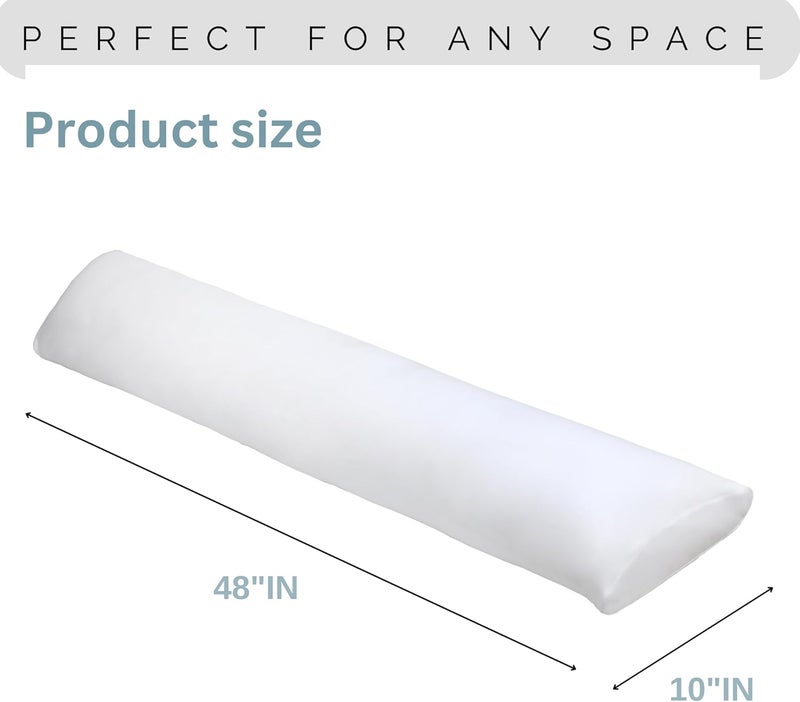 Pillowable Body Pillow for Side Sleeper, 9x48 Inches Full Body Pillow with Cover, Made with Soft Material and Filled with Polyester for Adults, Adjustable Inner Core, (Pillow with White Cover) - Image 2