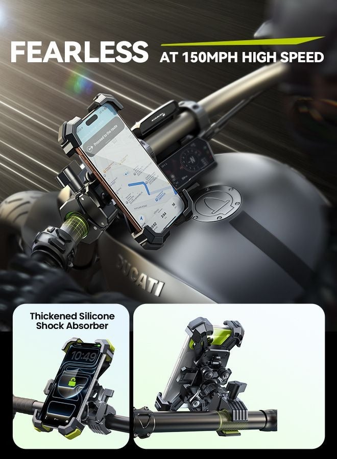 JOYROOM Shockproof 360° Rotating Adjustable Bike Phone Holder with High Quality Vibration Absorption Technology & Secure Lock – One-Handed Operation, Strong Grip, Universal Fit for All Smartphones – Road & MTB Handlebar Compatible for Cycle, Bike, Scooters and more - CE Certified (Engineered for your Phone's Safety) - Image 4