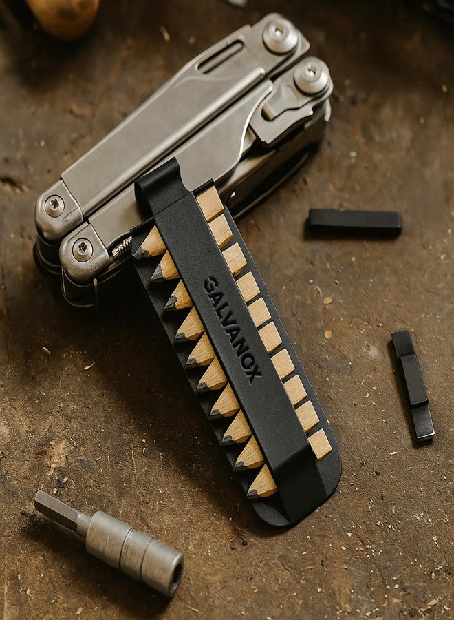 جالفانوكس أقلام نجار خشبية مسطحة على شكل رأس مثقاب من Galvanox لأدوات Leatherman متعددة الاستخدامات (صغيرة، لفتحة رأس المثقاب) مع حامل (عبوة من 10 قطع) - Image 2