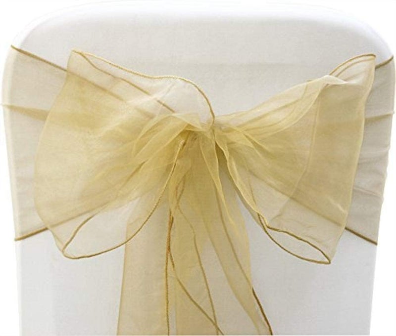 SARVAM FASHION SARVAM FASHION Elegant Organza Chair Sashes Sheer Fabric Sashes for Weddings Parties and Special Events  Pack of 10 Pieces Champagne