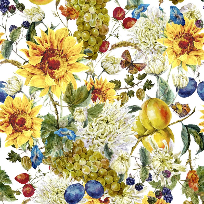 ReWallpaper Yellow Floral Peel and Stick Wallpaper 175in X 10ft Boho Fall Flowers Self Adhesive Wall Paper Roll Removable Decorative Contact Paper Peel Stick Wall Mural Sunflower Green Grape White