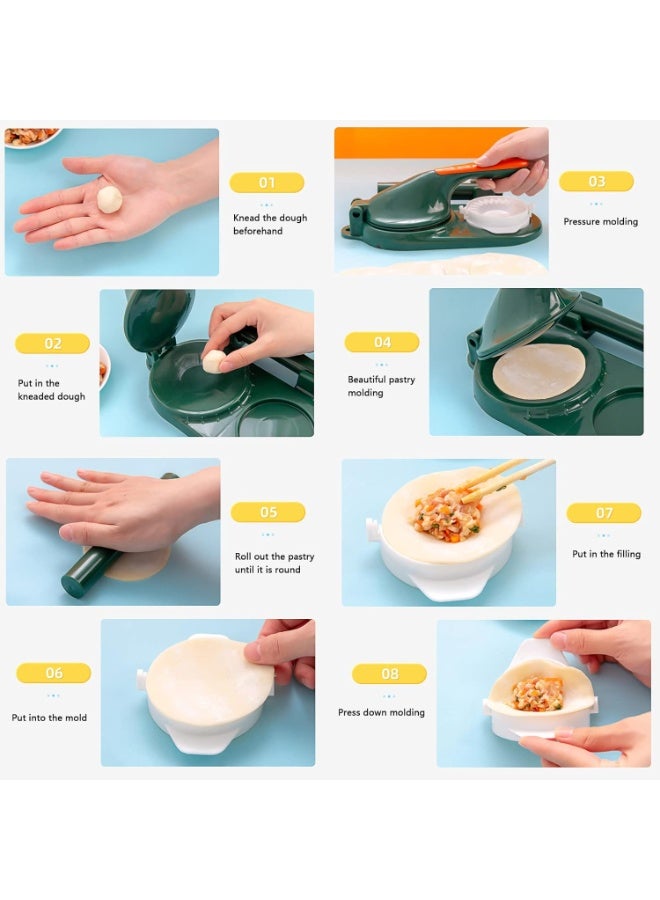 كيمايا مكبس يدوي لصنع الزلابية - آلة سريعة وسهلة الاستخدام لصنع الزلابية والرافيولي والونتون والبيروجي وعجينة المعجنات للمطبخ المنزلي واللفائف الإيطالية (وردي) - Image 2