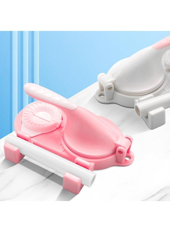Kimaya Manual Dumpling Maker Press – Quick & Easy DIY Dumpling, Ravioli, Wonton, Pierogi & Pastry Dough Wrapper Machine for Home Kitchen & Italian Rolls (Pastel Pink) - Image 1