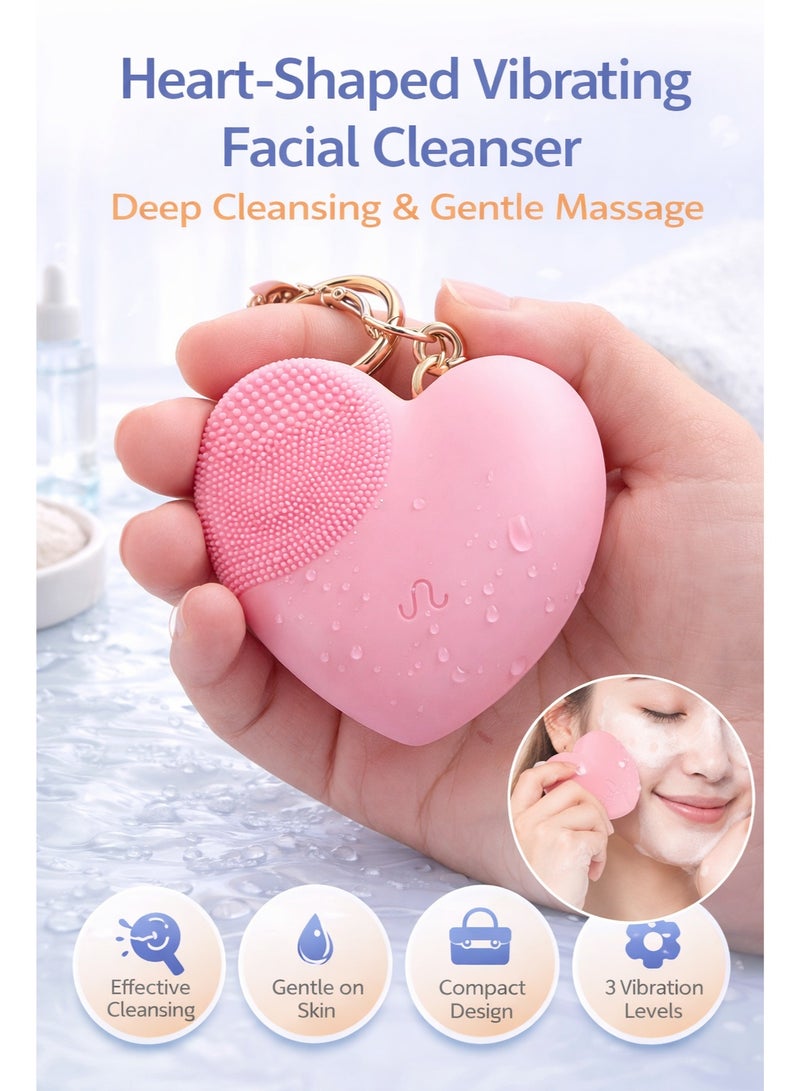 Compact Vibrating Face and Eye Massager, Mini Ring Personal Massager for Facial Muscle Tightening, Anti-Aging, Reduce Dark Circles, Relieve Eye Puffiness and Fatigue, Pink - Image 1