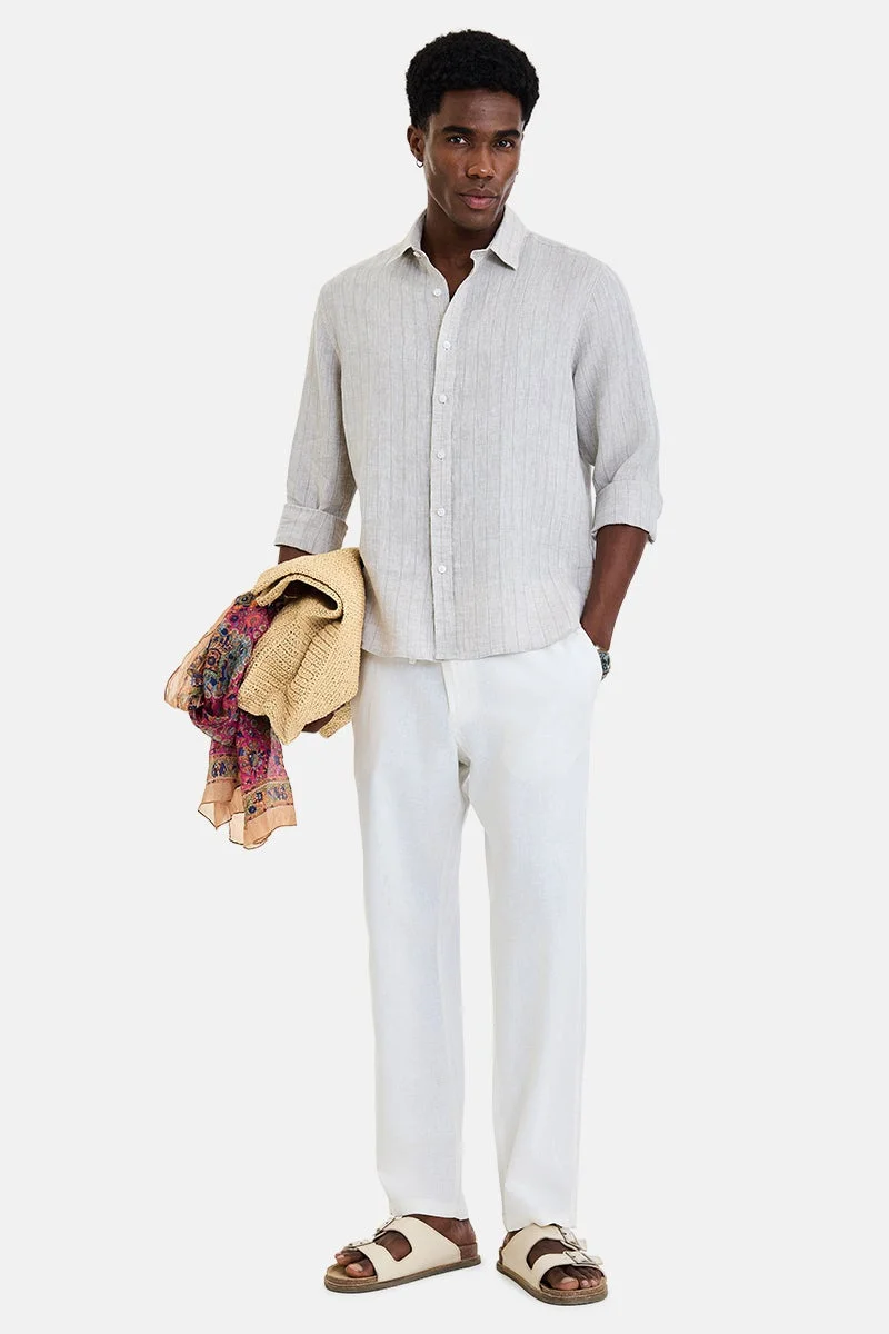 سنيتش Beige Checkered Long Sleeve Regular Fit Casual Shirt