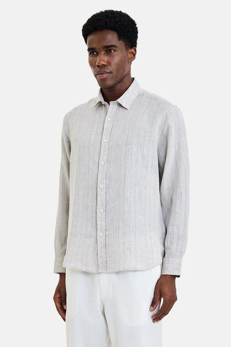 سنيتش Beige Checkered Long Sleeve Regular Fit Casual Shirt