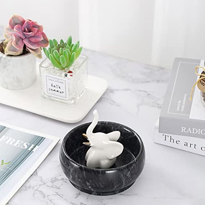 CM CHIC MONDAY 4.72 Inch Decorative Bowls Natural Marble Key, Coffee Table Centerpiece, Soap Serving, Incense Burner, Smudge Bowl - Image 2