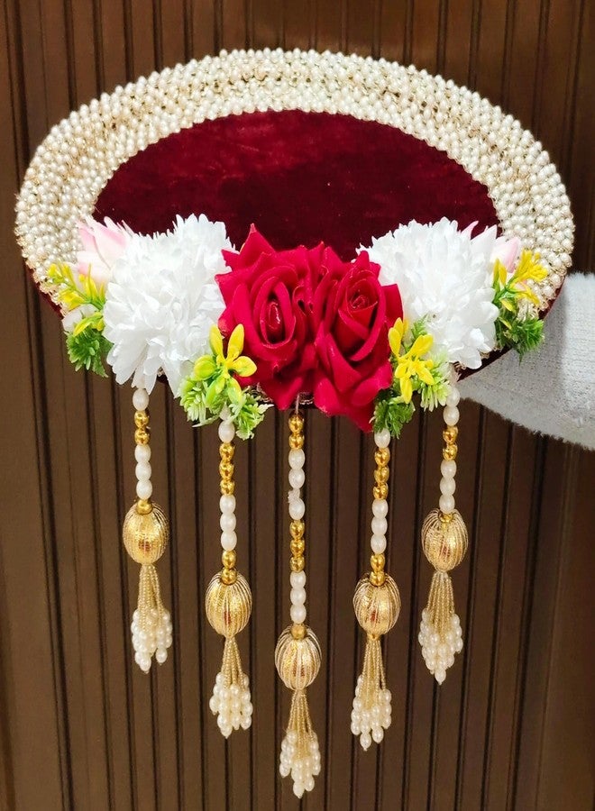 Unique Palette Pooja Thali for Wedding Ceremony | Decorative Welcome Thali for Bride & Groom | Traditional Floral Welcome Plate for Engagement, Ring Ceremony & Wedding Entrance - Image 1