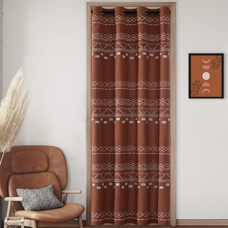 XTMYI Boho Western Decor for BedroomFunky Minimalst Geometric Printed Privacy Vintage Curtains for Room DividerTerracotta Rust and Cream